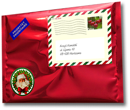Your letter from Santa comes in this glossy red envelope with Santa's very own personal stamp