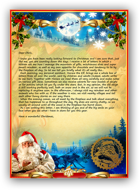A preview of how the letter from Santa will look when it arrives through the post