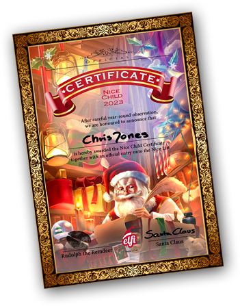 Each child gets a certificate to prove Santa has acknowledged that they have been nice this year