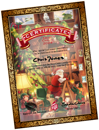 Each child gets a certificate to prove Santa has acknowledged that they have been nice this year